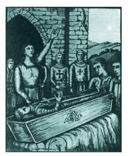 Alostorreako baladari buruzko marrazkia, Resurrecci�n Mar�a Azkueren Euskalerriaren Yakintzan.<br><br>